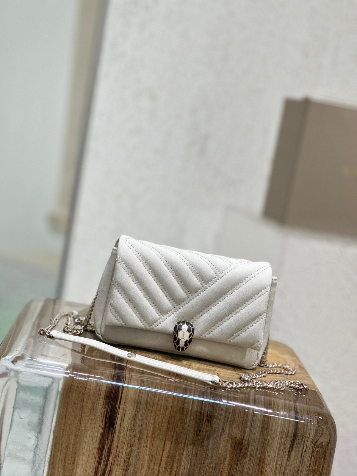 BVL Serpent Cabochon Mini Bag 17cm White Cafskin GHW 188303
