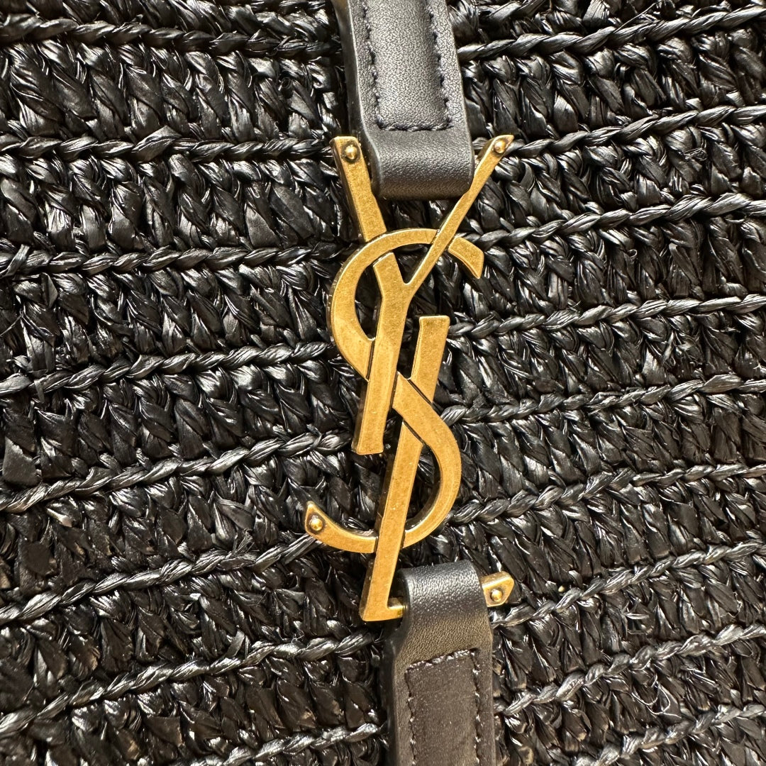 YSL Bag 22cm Black Gold Raffia Cowhide