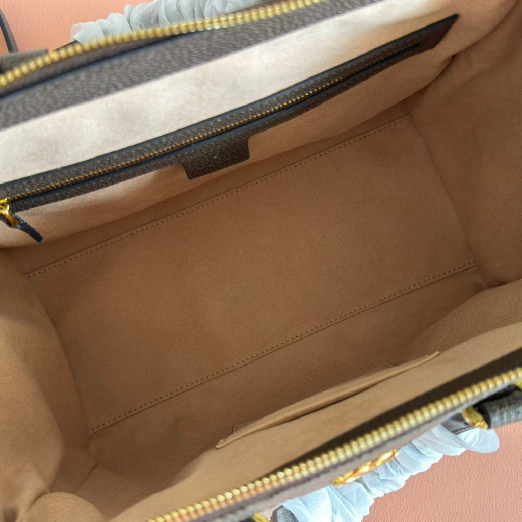 Ophidia GG Medium Tote Bag 33cm Beige Brown Canvas Leather