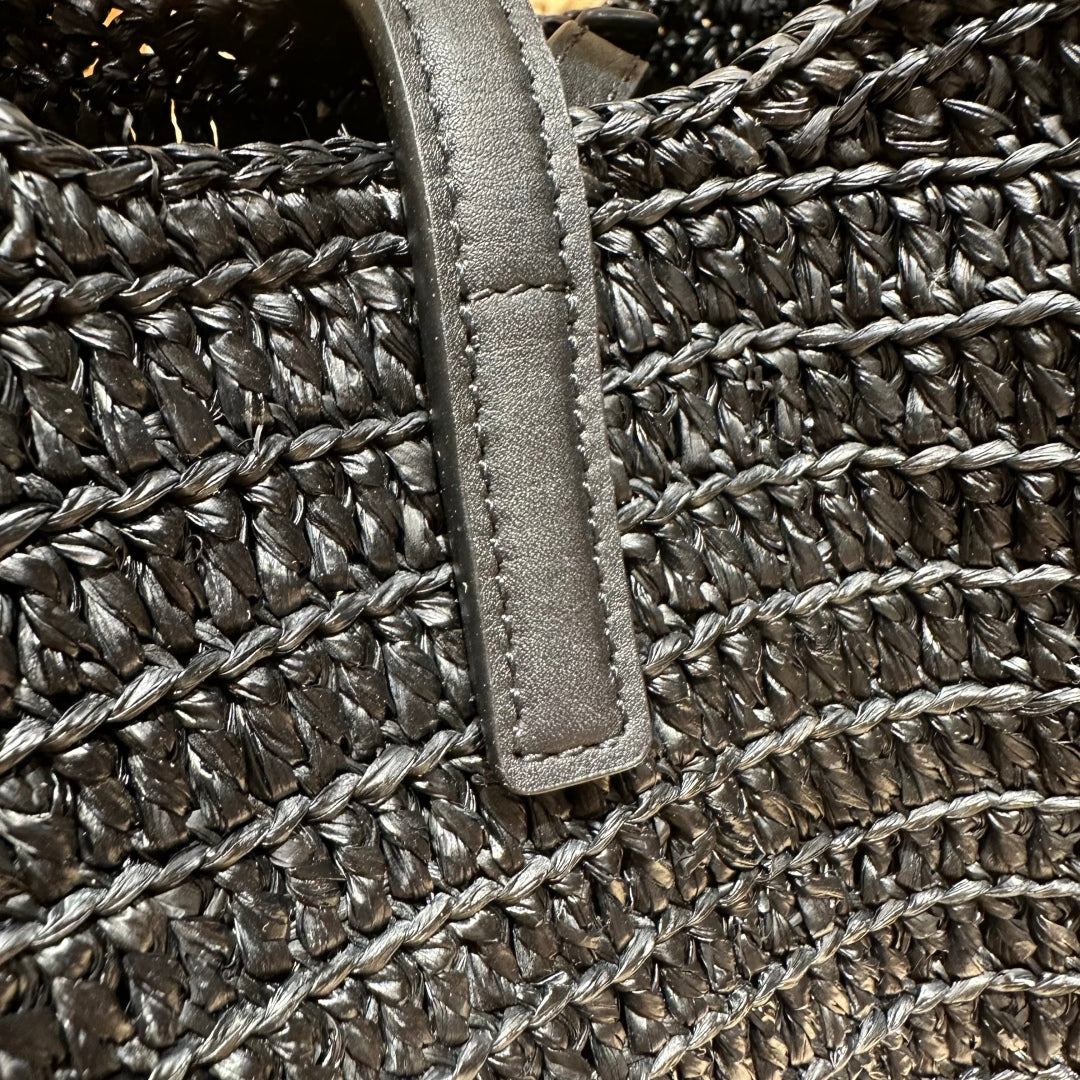 YSL Bag 22cm Black Gold Raffia Cowhide