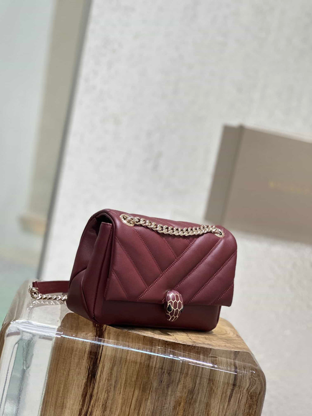 BVL Serpent Cabochon Bag 22.5cm Red Cafskin GHW 188274