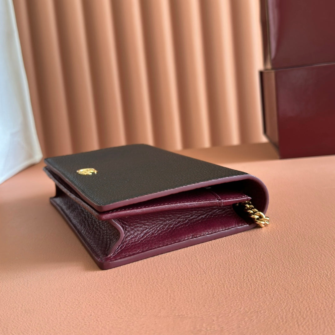 GG Marmont Wallet On Chain Black Leather