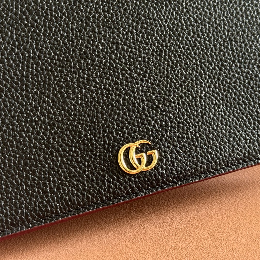 GG Marmont Wallet On Chain Black Leather
