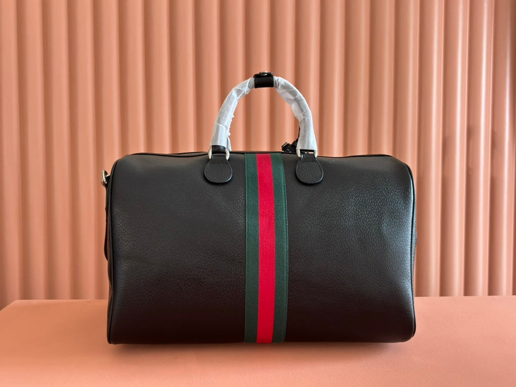 GG Savoy Medium Duffle Bag Black Leather