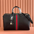 GG Savoy Medium Duffle Bag Black Leather