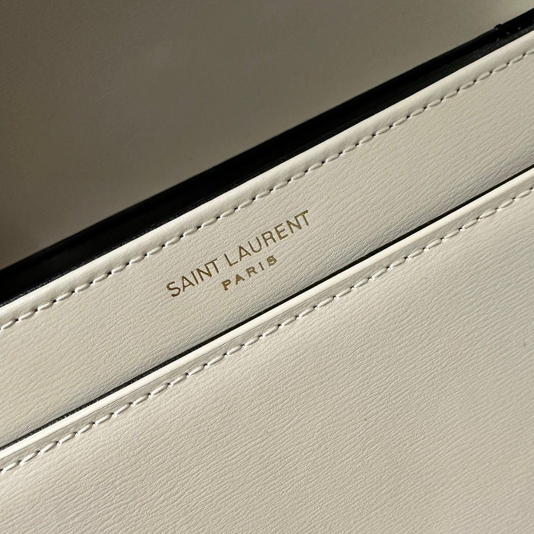 YSL Solferino Small Satchel Bag White Gold Calfskin 339446