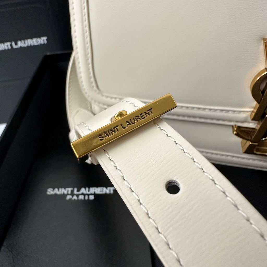 YSL Solferino Small Satchel Bag White Gold Calfskin 339446