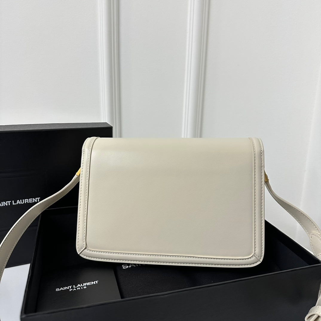 YSL Solferino Small Satchel Bag White Gold Calfskin 339446
