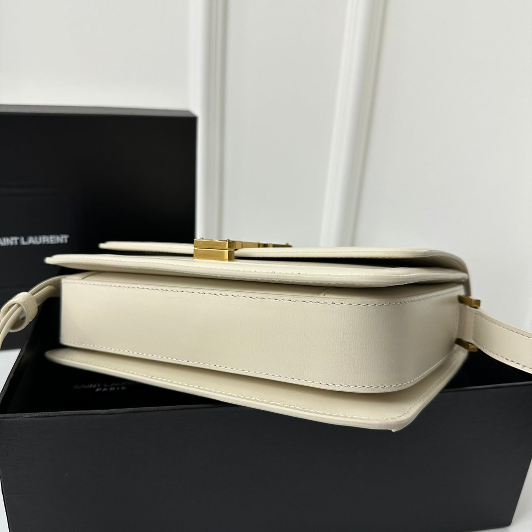 YSL Solferino Small Satchel Bag White Gold Calfskin 339446