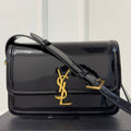 YSL Solferino Small Satchel Bag Black Gold Patent Leather 339430