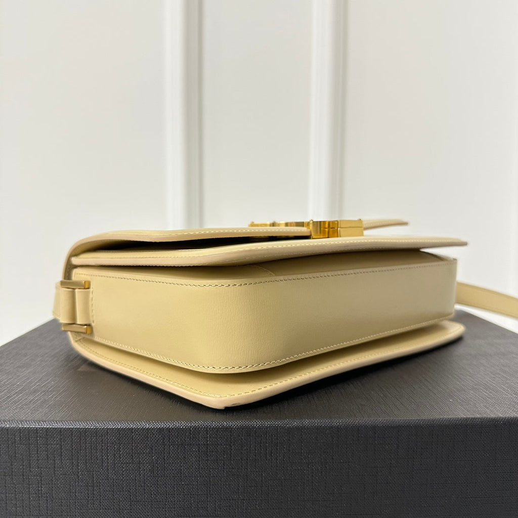 YSL Solferino Small Satchel Bag Beige Gold Calfskin 339420