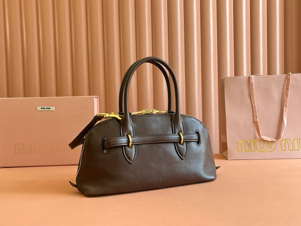 Briarwood Aventure Nappa Leather Top-handle Bag 33cm Brown 231060