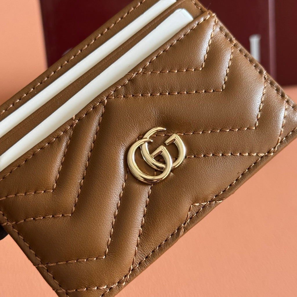 GG Marmont Card Holder Brown Matelassé Leather