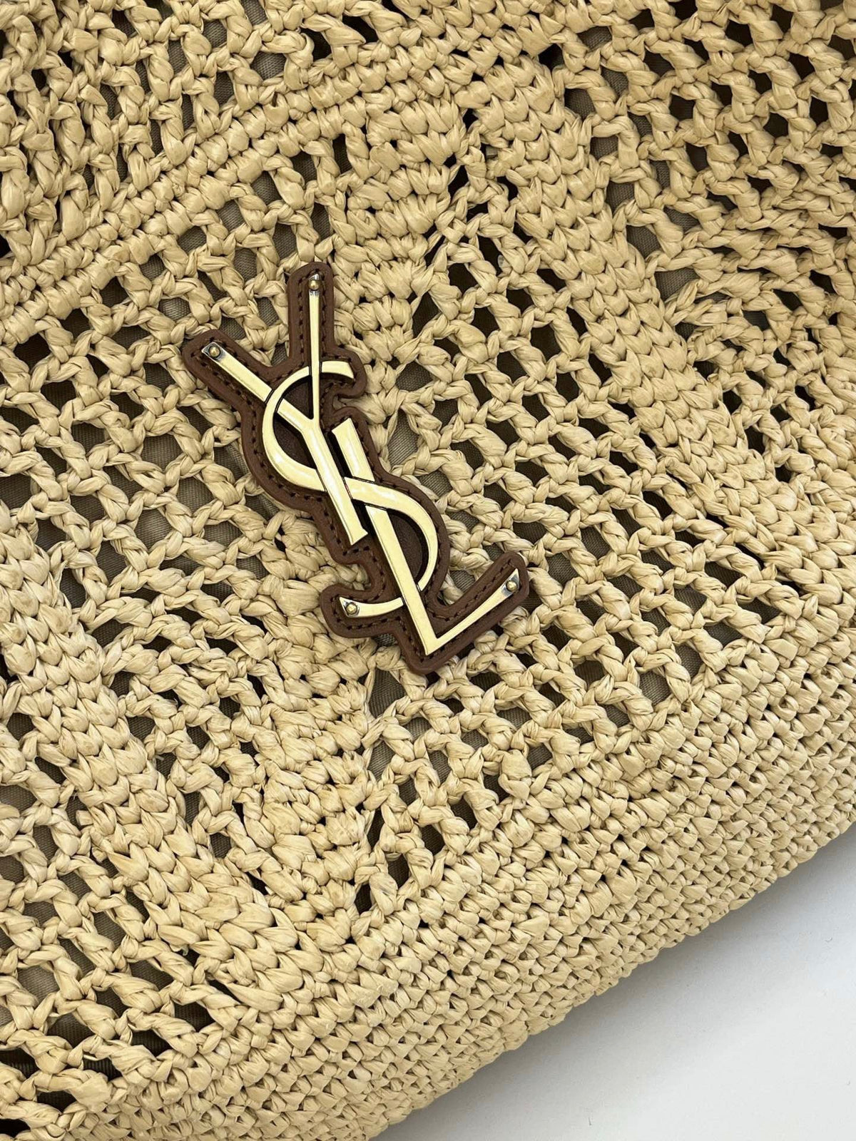 YSL Jamie Lucky Bag Beige Brown Raffia 339402
