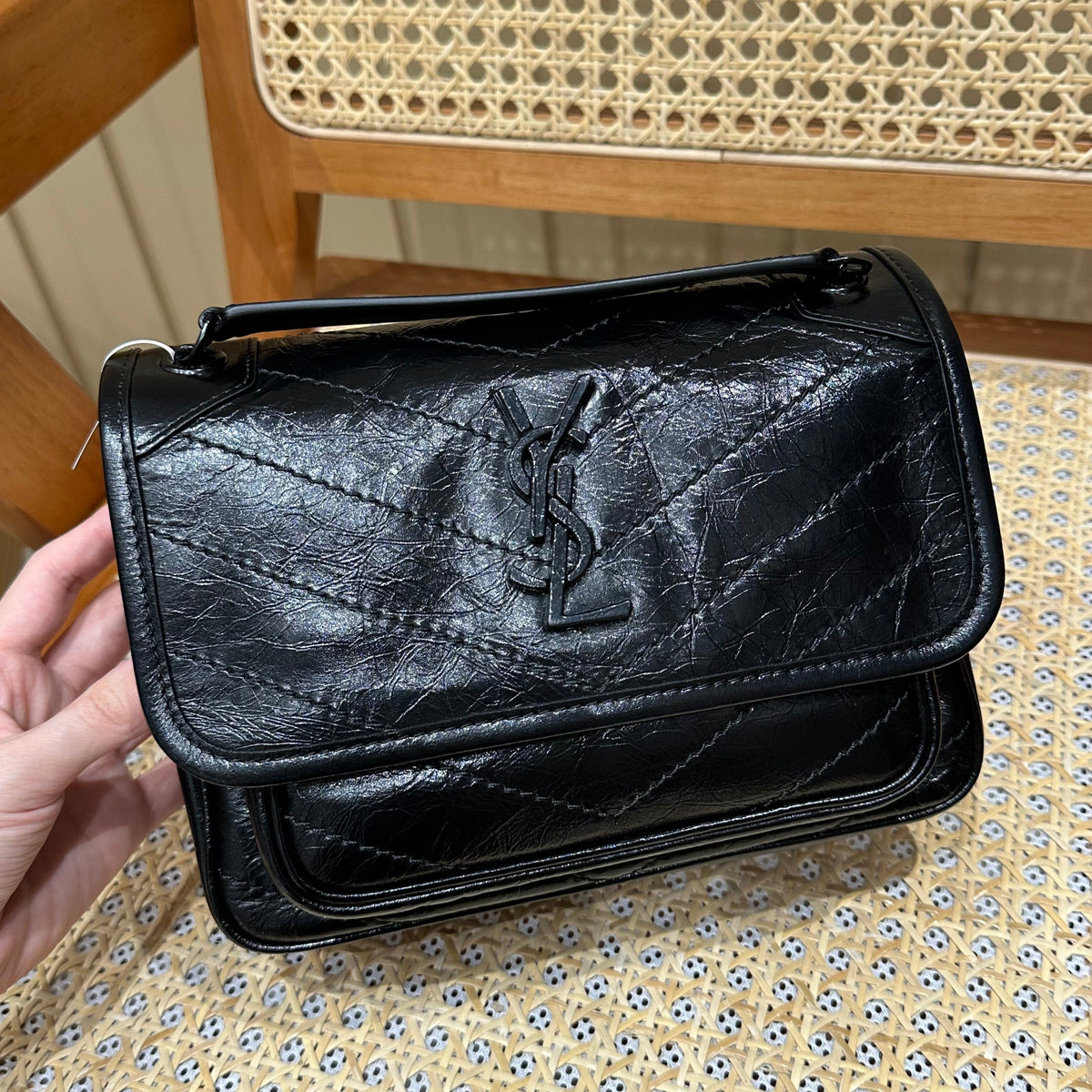 YSL Niki Baby Bag Black Calfskin 338910