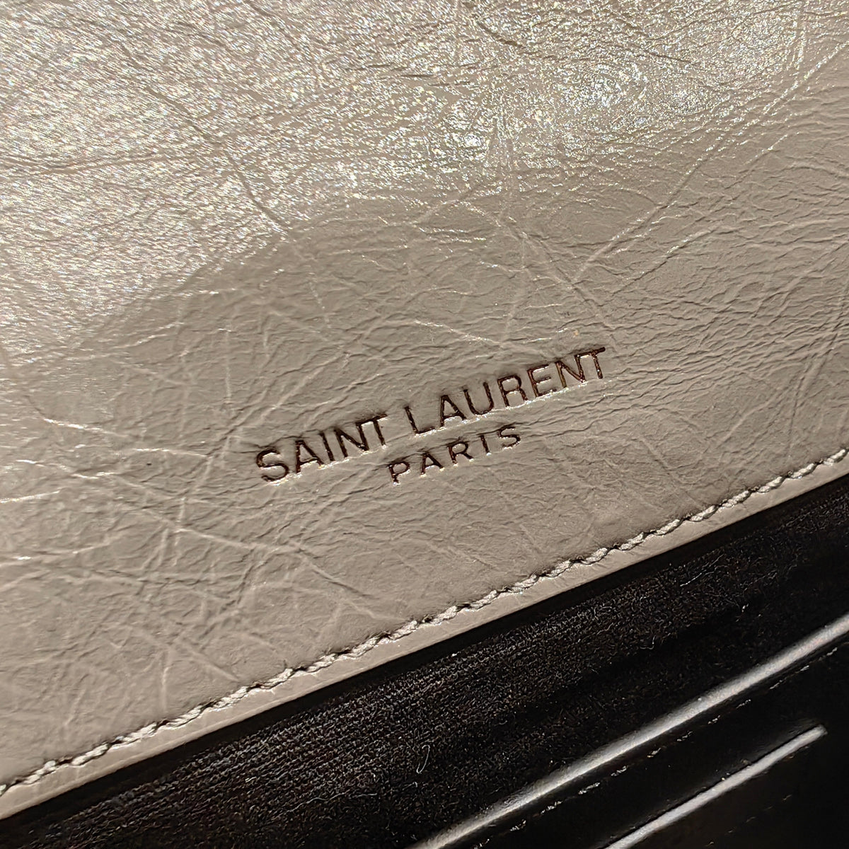 YSL Niki Baby Bag Gray Calfskin 338884