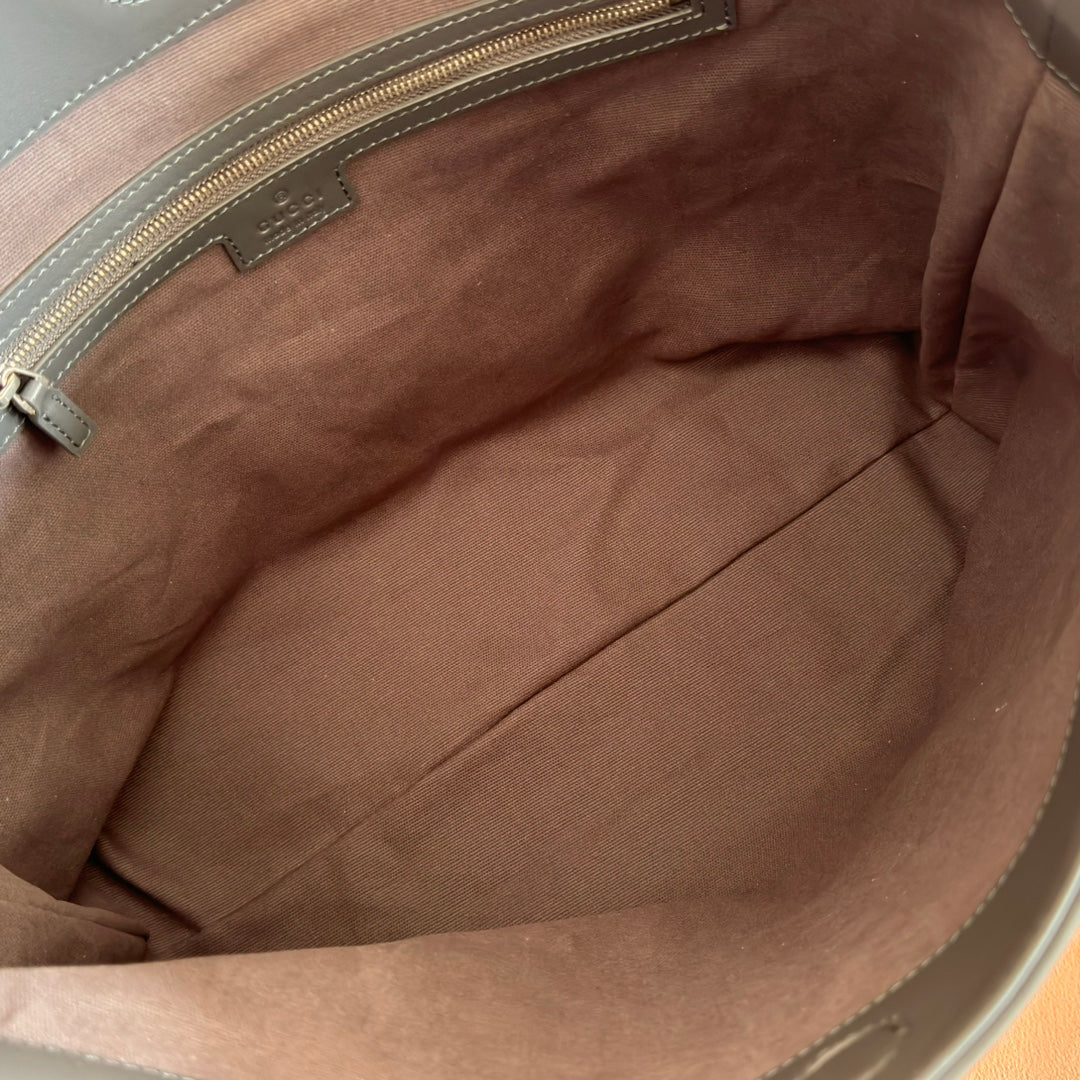 GG Beatrix Medium Tote Bag Grey Suede GHW