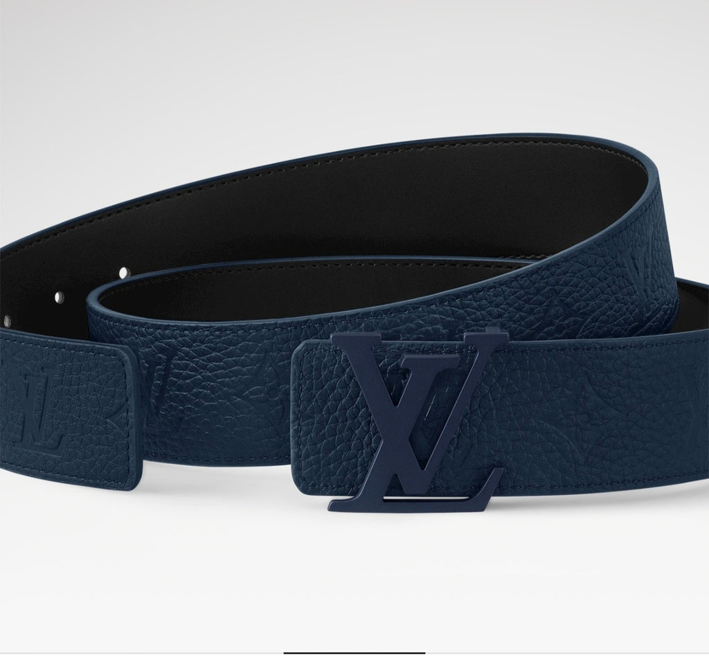 Louis Vuitton LV Taurillon 40MM Reversible Belt Navy Blue Hardware