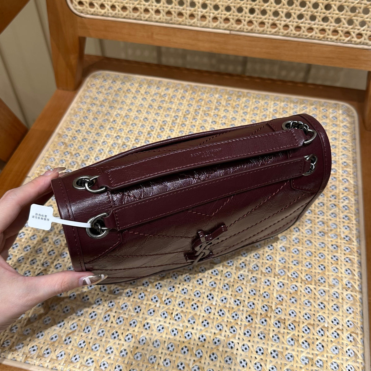 YSL Niki Baby Bag Burgundy Calfskin 338872