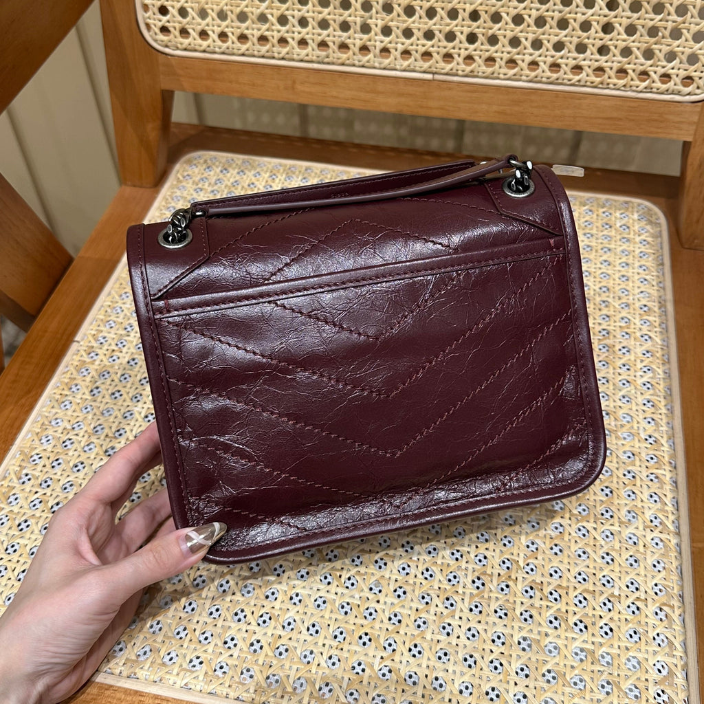 YSL Niki Baby Bag Burgundy Calfskin 338872