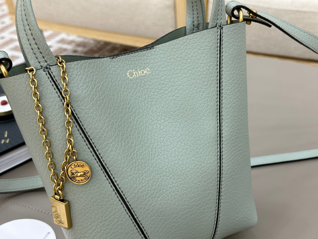 Chloe Spin Tote Bag Small 18cm Light Blue Calfskin 272311