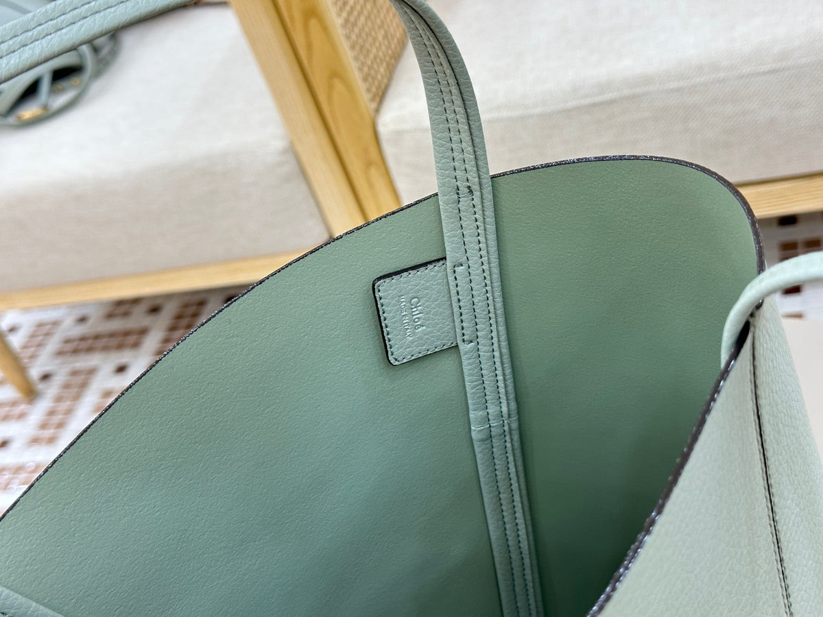 Chloe Spin Tote Bag Medium 27cm Light Blue Calfskin 272309