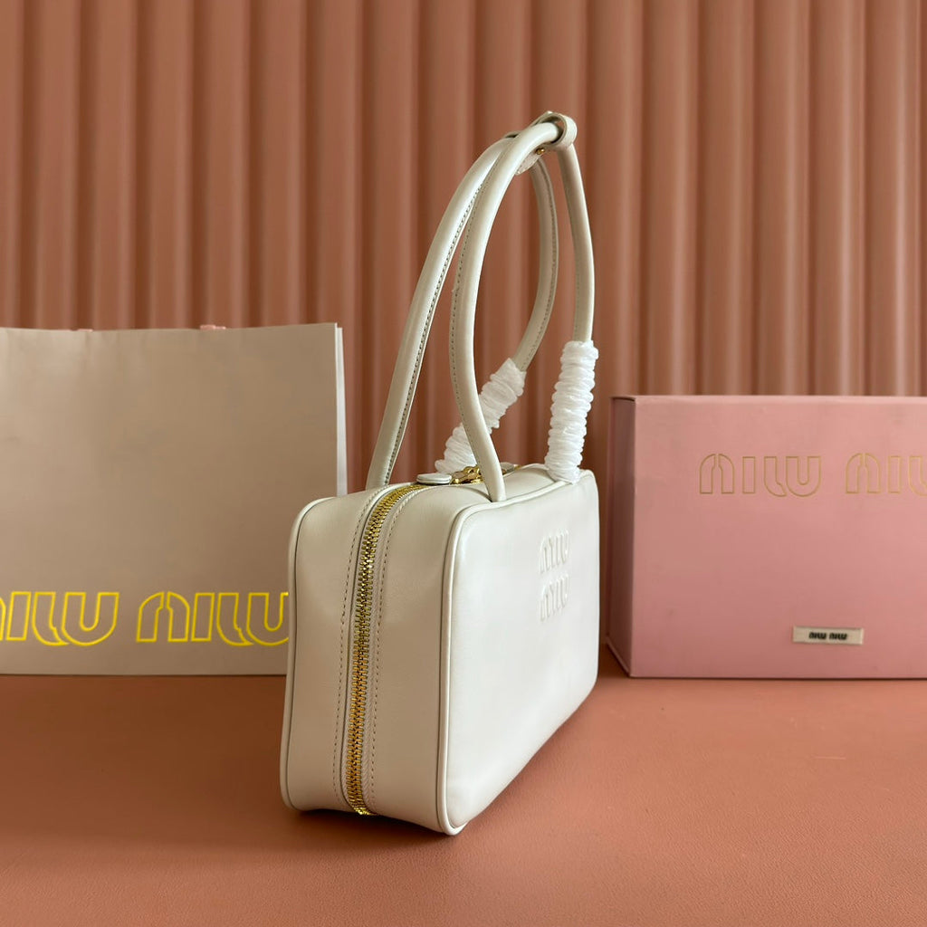 Miu Beau Medium Top-Handle Bag 29cm White Smooth Cowhide