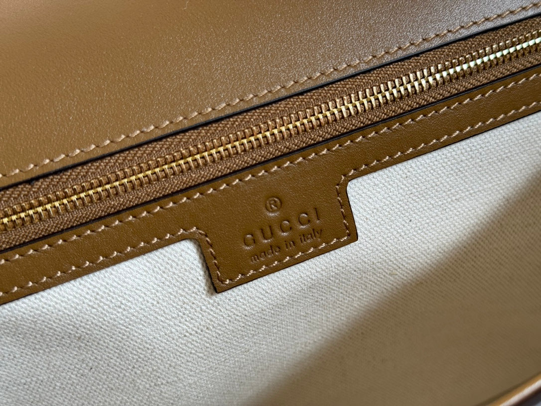 GG Blondie Large Handbag 32cm Brown Suede Calfskin