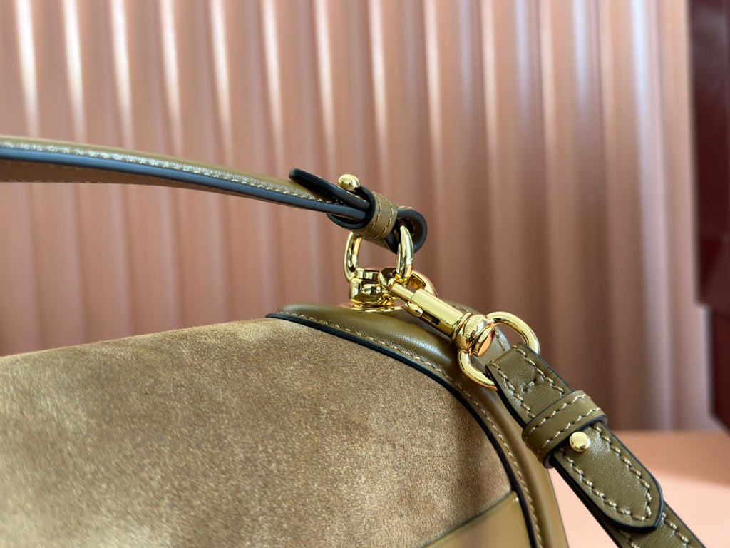GG Blondie Large Handbag 32cm Brown Suede Calfskin
