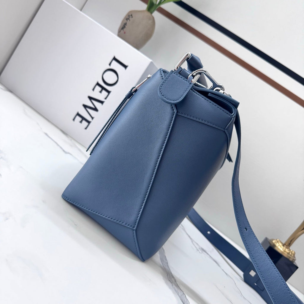 Loew Puzzle Edge Large Bag 33cm Indigo Dye Calfskin