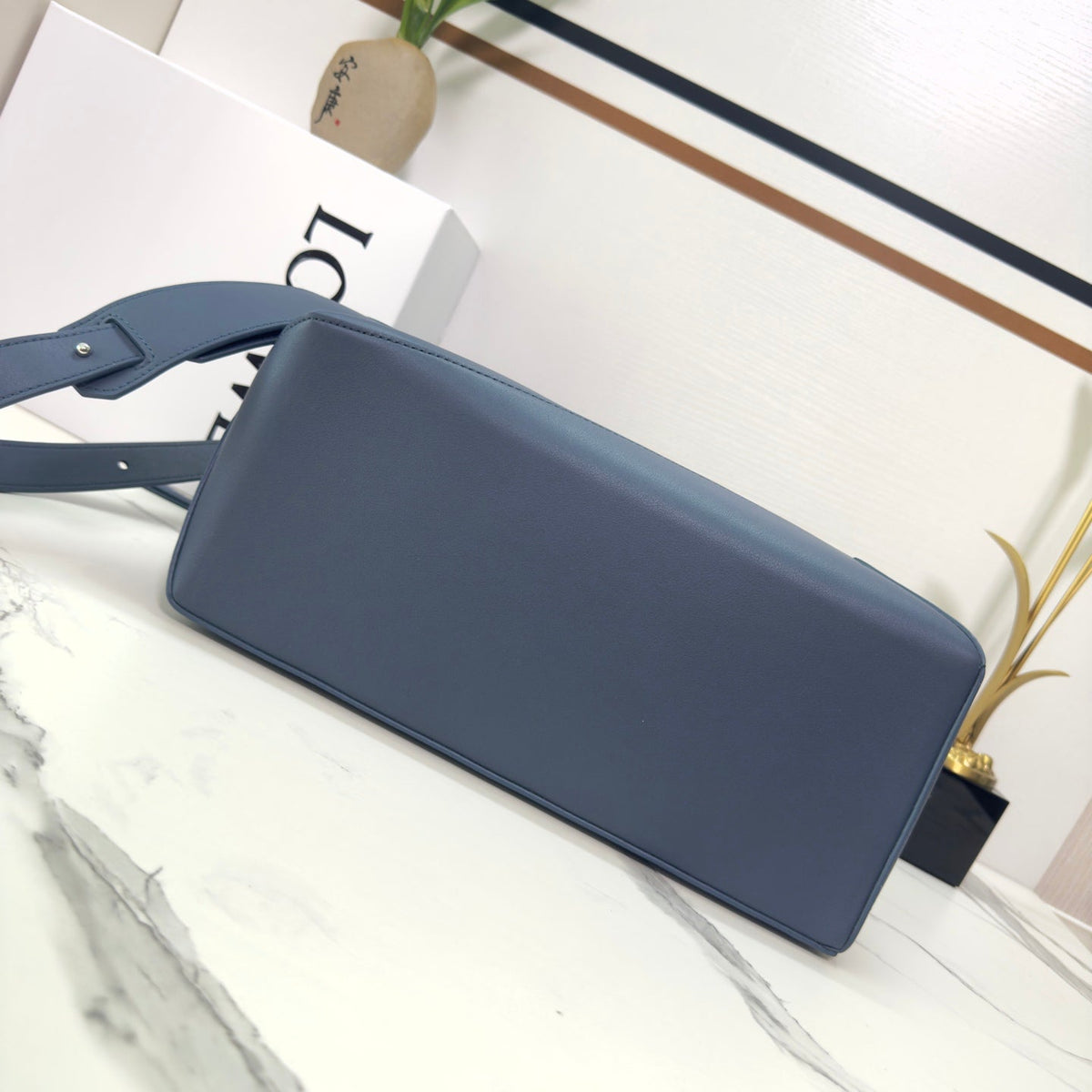 Loew Puzzle Edge Large Bag 33cm Indigo Dye Calfskin