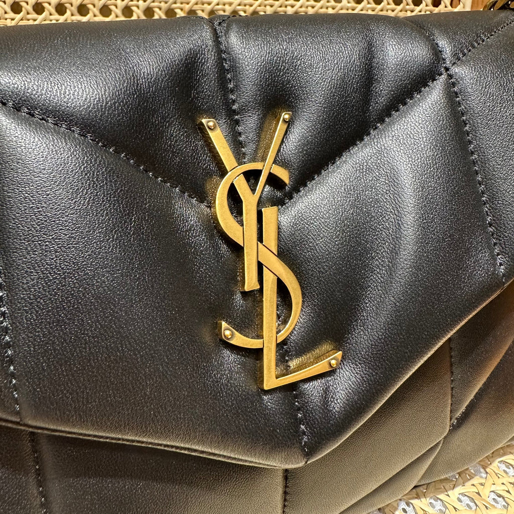 YSL Loulou Puffer Quilted Bag Black Gold Lambskin 338812