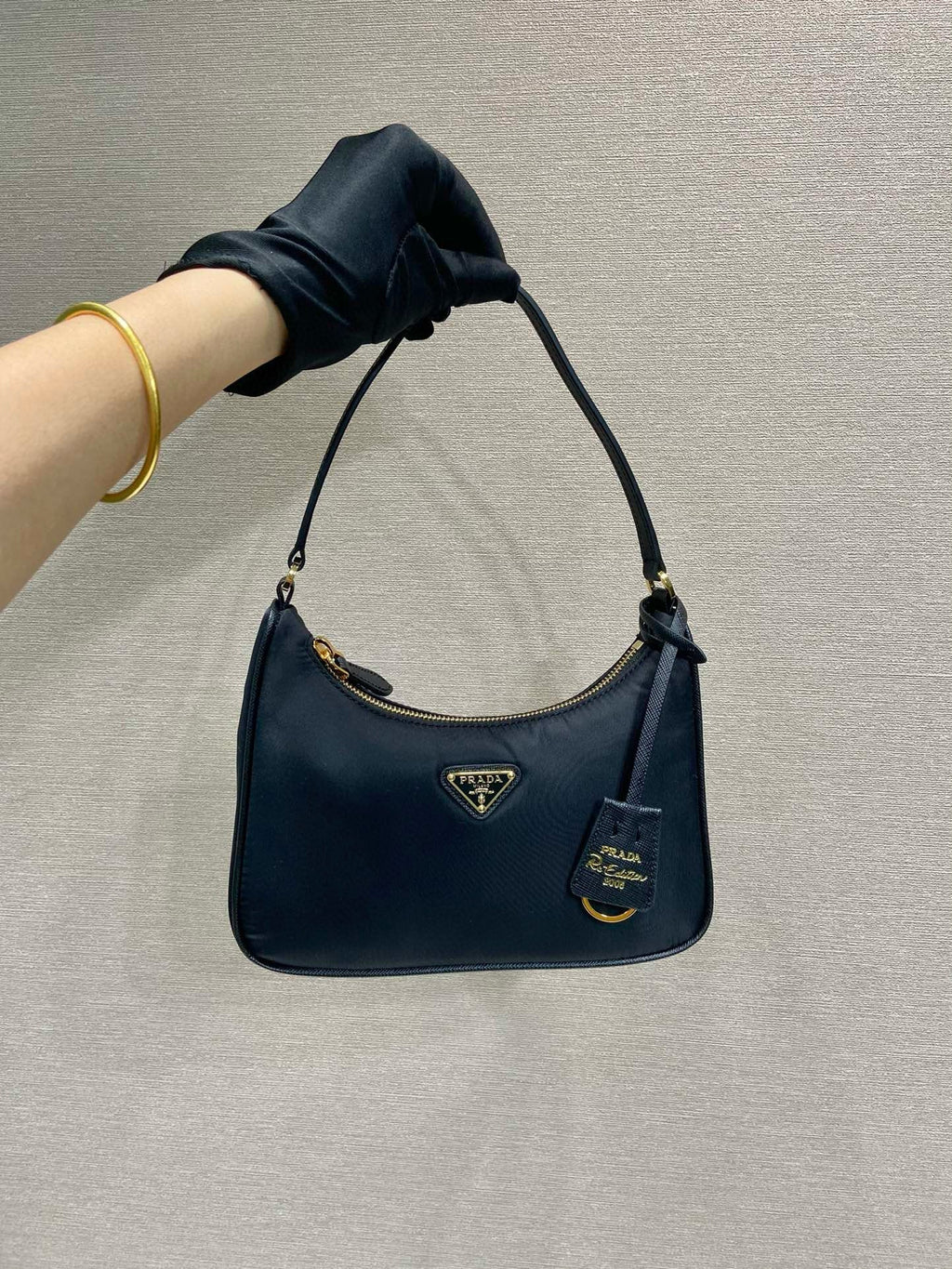 Prada Re-Edition 2005 Black Re-Nylon and Saffiano mini bag