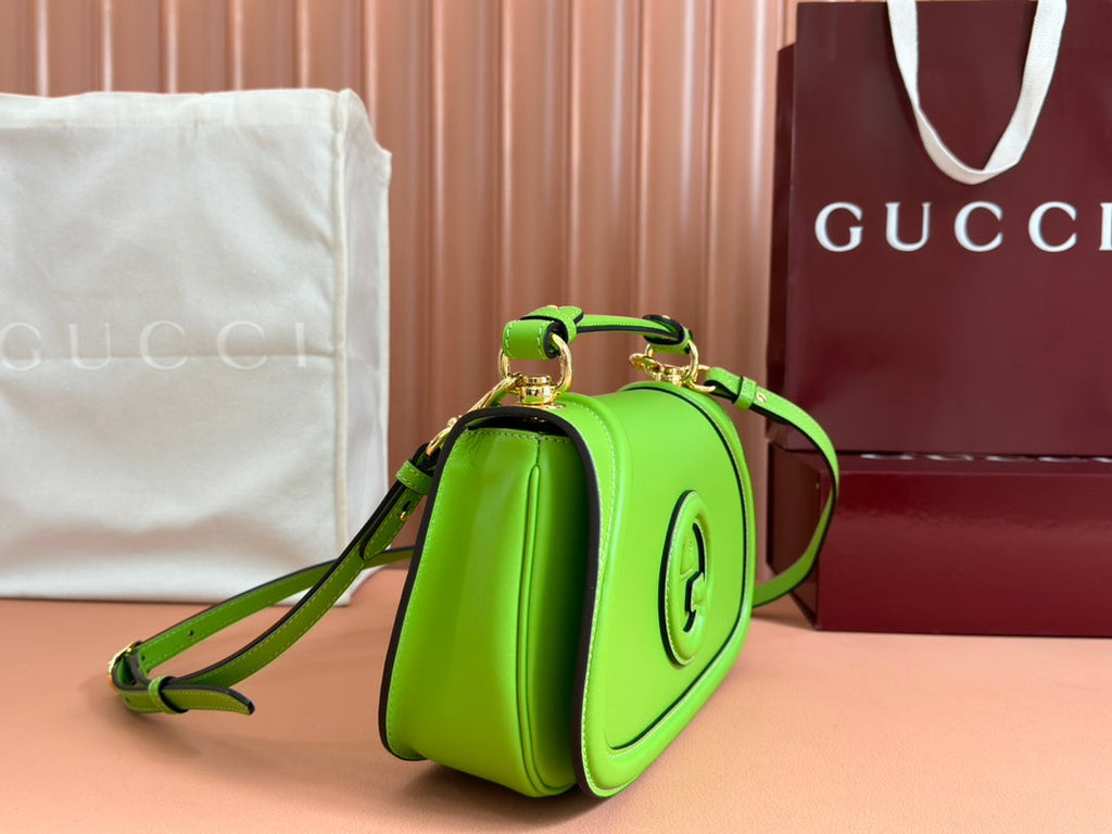 GG Blondie Medium Handbag 27cm Green Calfskin