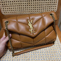 YSL Loulou Puffer Quilted Bag Brown Gold Lambskin 338793