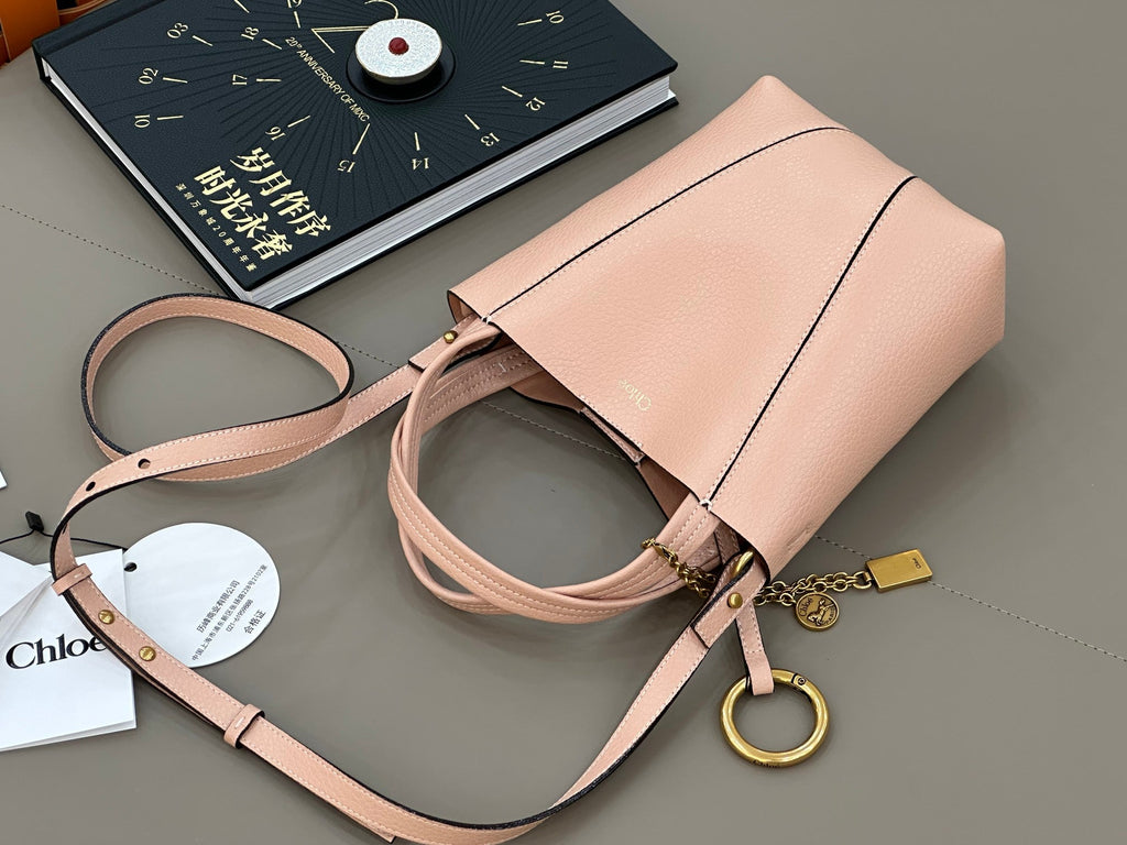Chloe Spin Tote Bag Small 18cm Pink Calfskin 272297