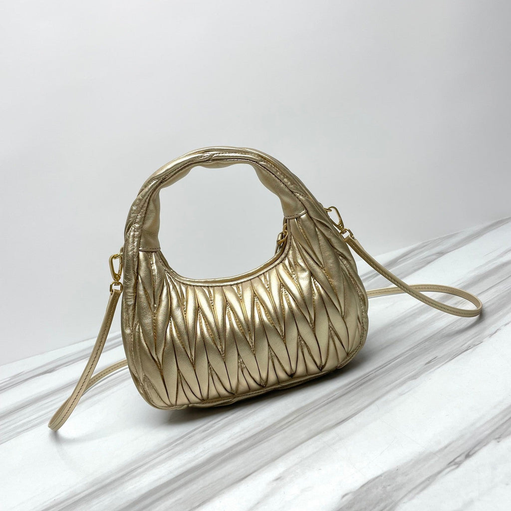 miuwander hobo 23 gold matelasse leather