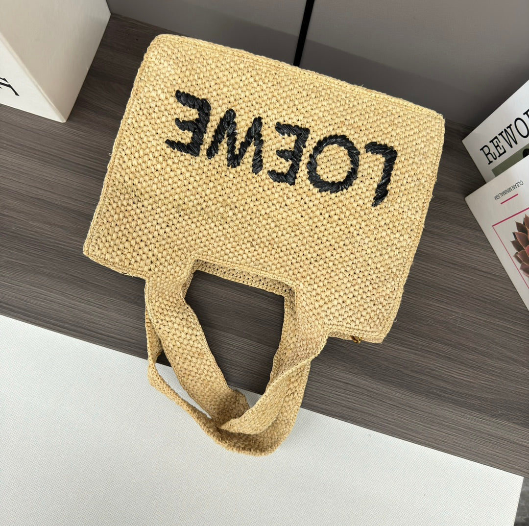 Loew Font Tote 24cm Beige Raffia
