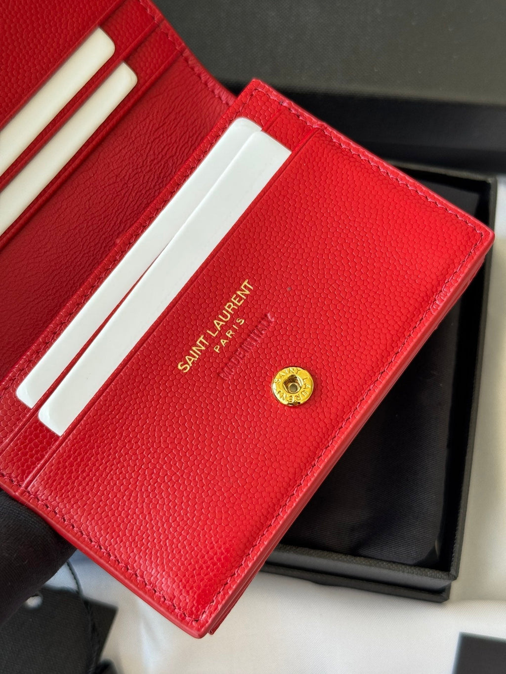 YSL Wallet Red Gold Cowhide 240592