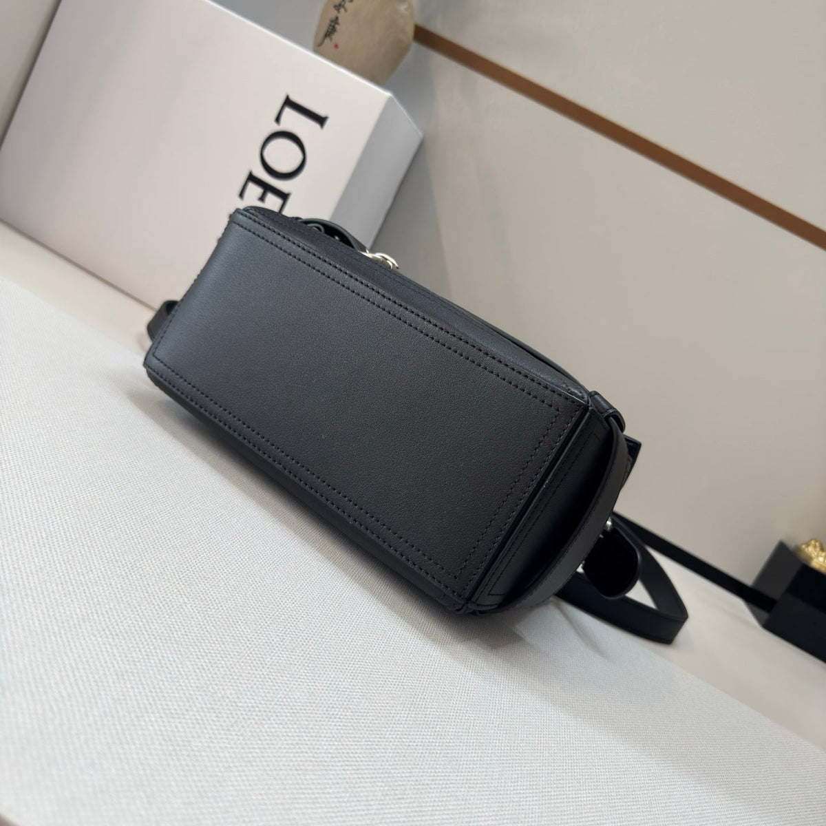Loew Puzzle Biker Shoulder Bag 24cm Black Cowhide