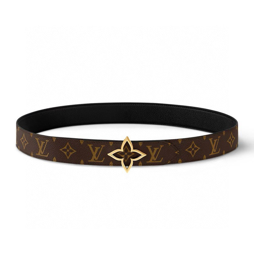Louis Vuitton LV Flowergram 30MM Reversible Belt Monogram Canvas Black 30mm