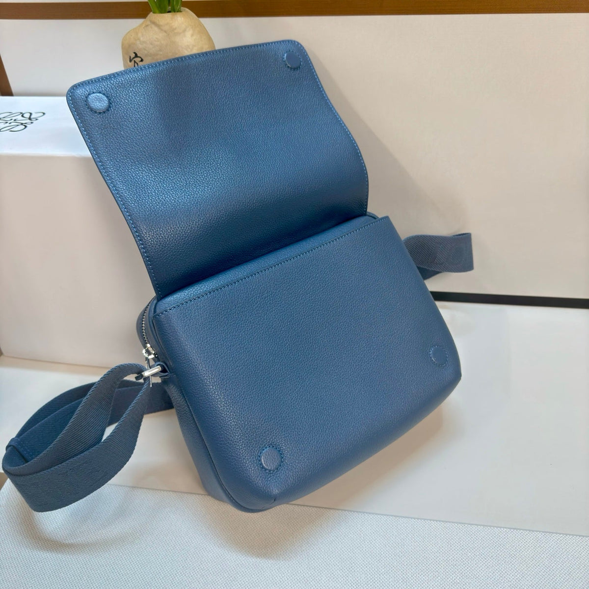 Loewe Messenger Bags 23 Navy Blue Cowhide