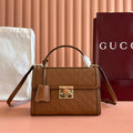 GG Padlock Handbag 26cm Brown GG Pattern Leather