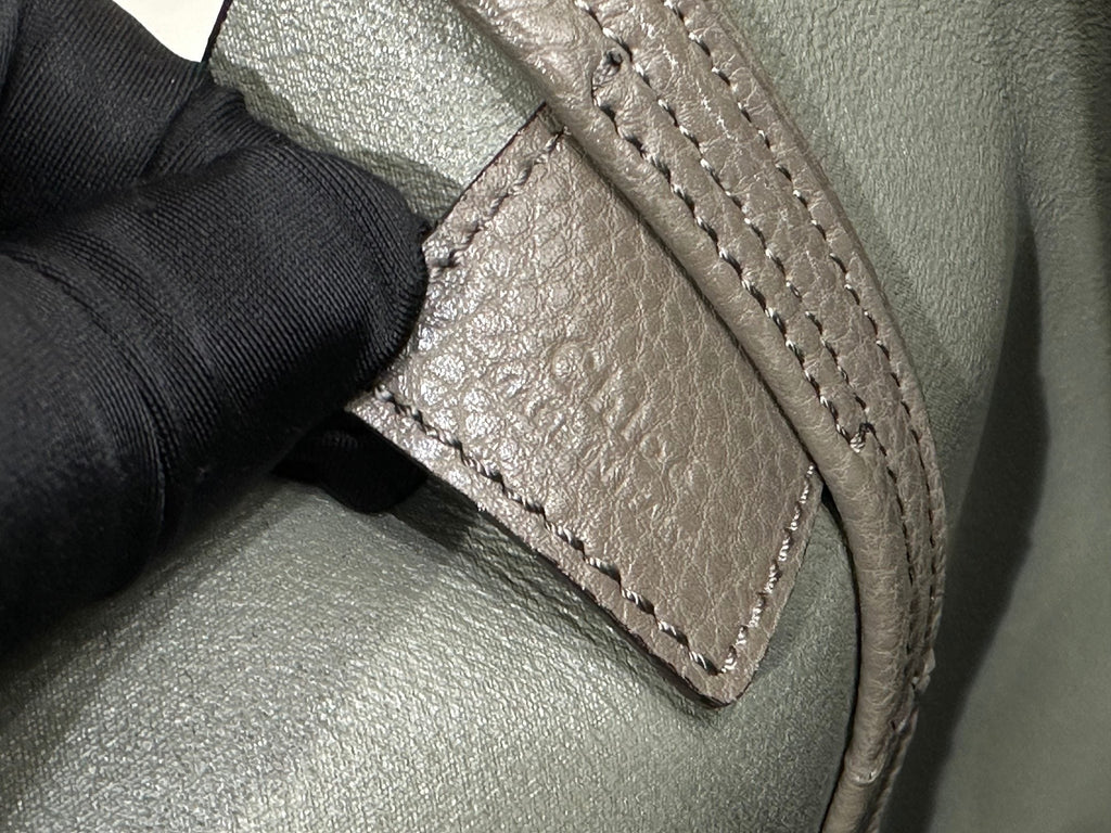 Chloe Spin Taupe Gray Calfskin