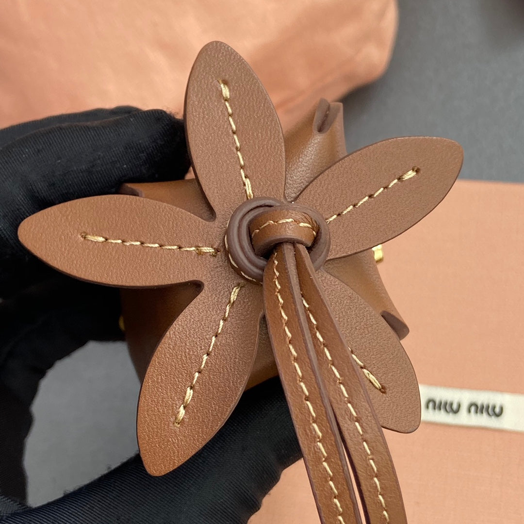 Leather Bag Charm Brown Orange 240346