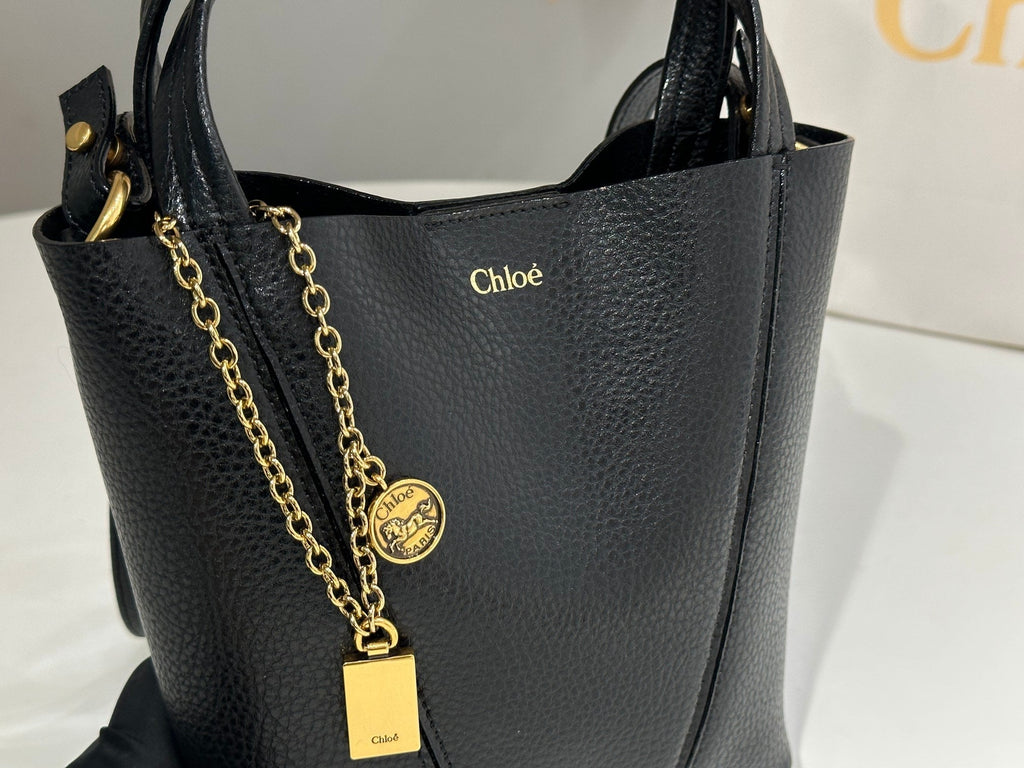 Chloe Spin Small Bag 18cm Black Calfskin