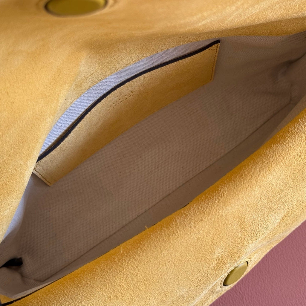 GG Medium Shoulder Bag With Chain Yellow GG Suede
