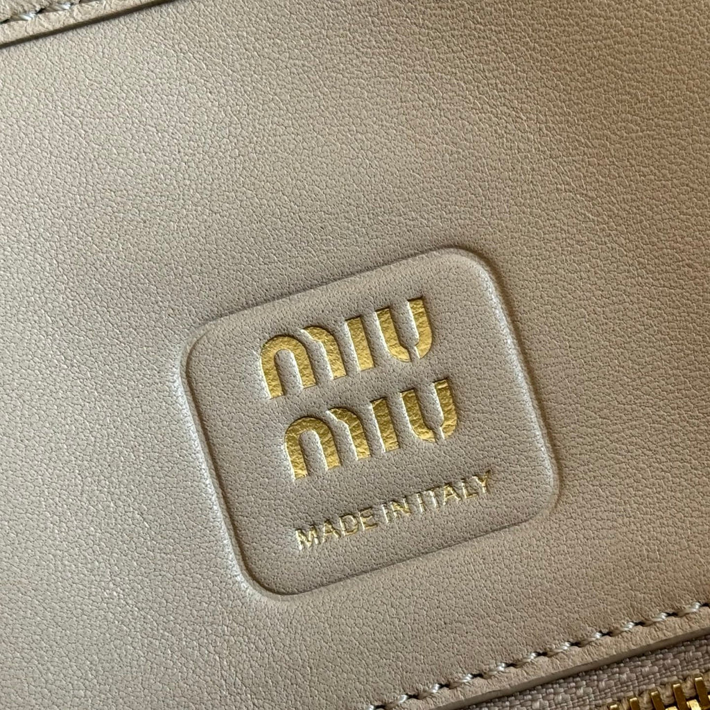 Miu Aventure Shoulder Bag 44cm Beige Nappa Leather