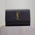 YSL Kate Small Chain Bag 20cm Black Gold Grained Calfskin