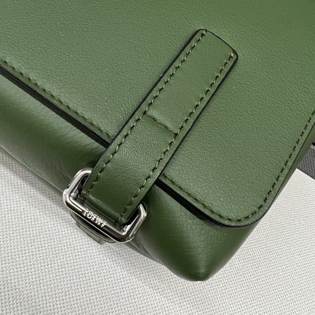 Loewe XS Military Messenger Bag 24.5 Olive Green Cowhide
